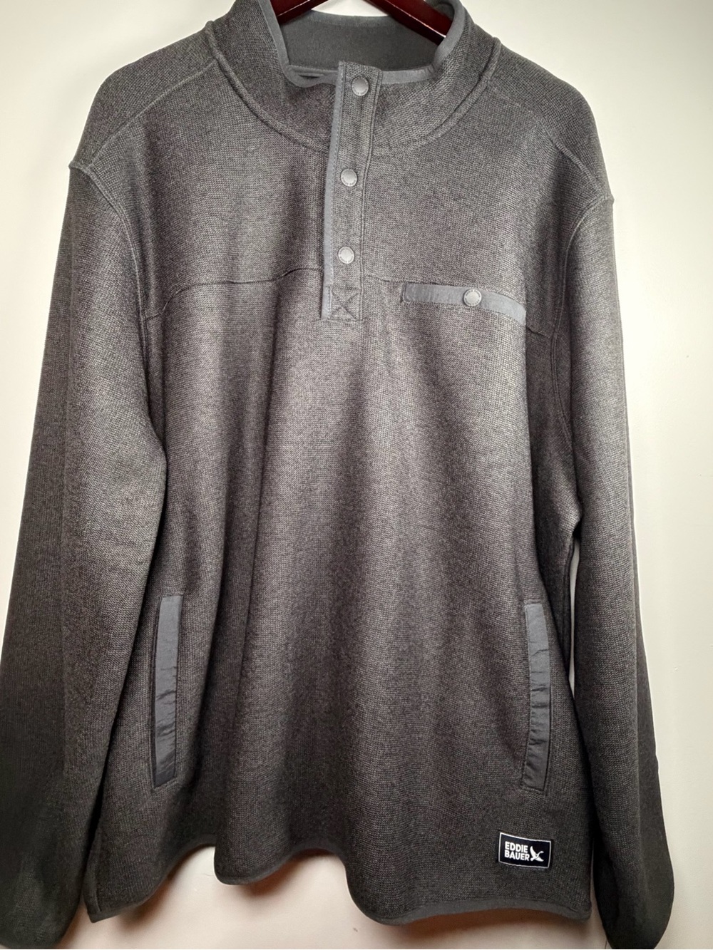 NWT Eddie Bauer Mens Sweater Fleece Pullover Jacket 1/4 Quar Snap Mock Neck XXL